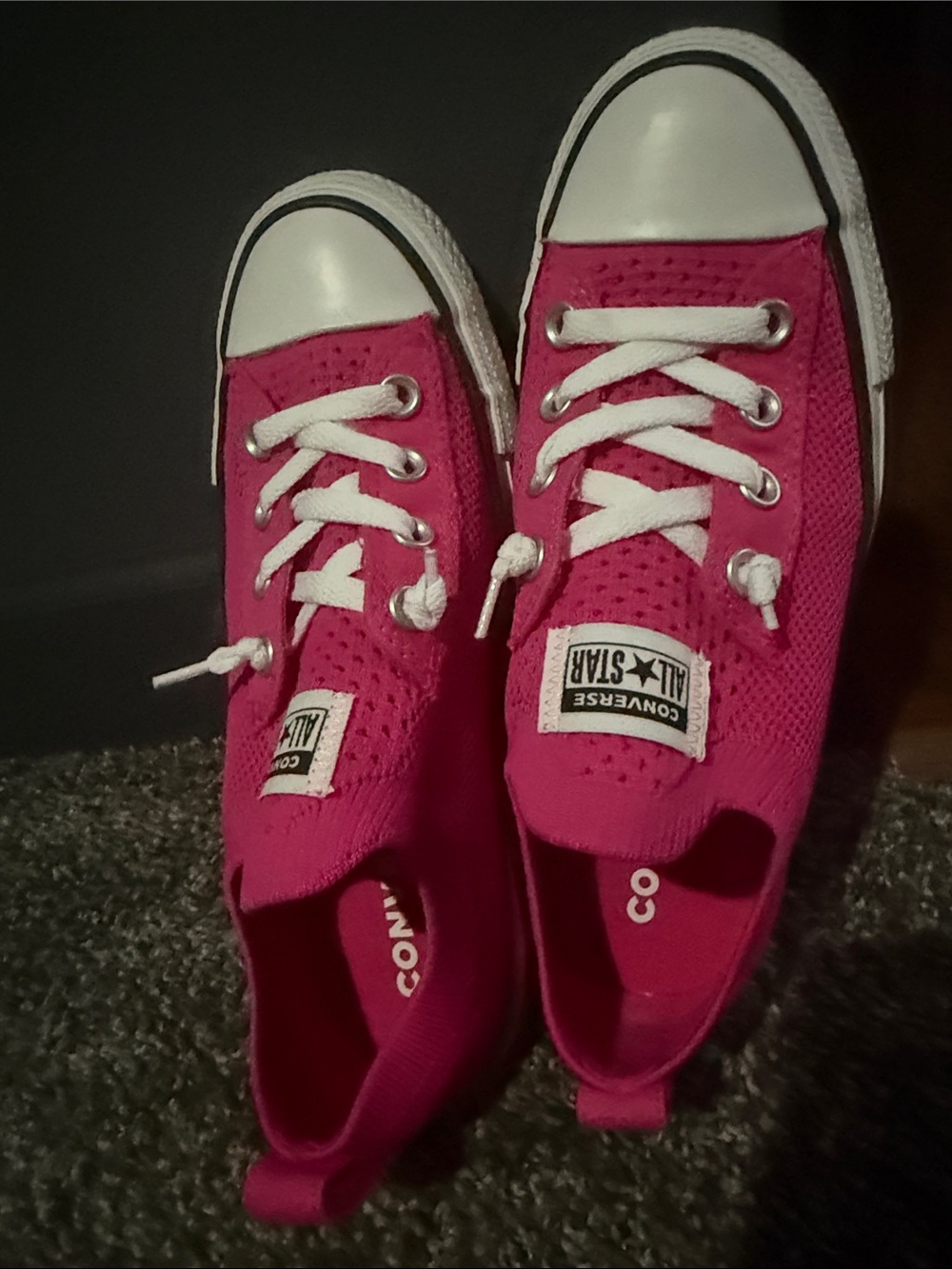 Converse Low Top Sneakers - Hot Pink & White - Picture 6 of 7